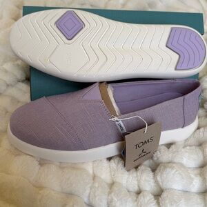 New TOMS Womans Sz 10W Alpargata Mallow Slip On Shoes Canvas Light Orchid NIB